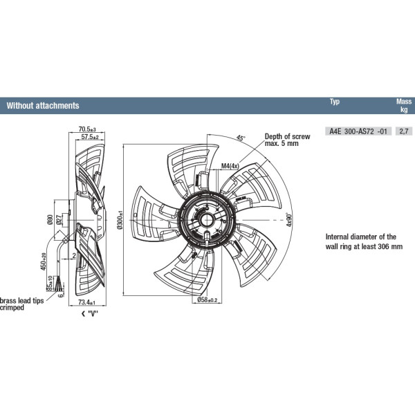 AXIALFLÄKT MED KORG 300MM SUGANDE (AC)