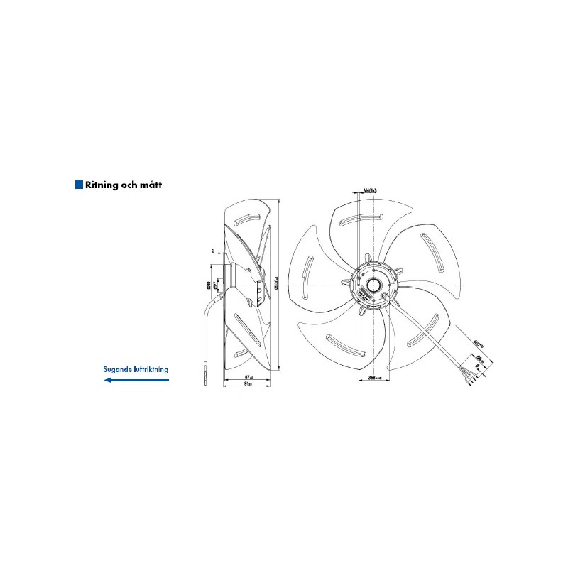 AXIALFLÄKT A4E330  M. KORG SUG. AC 230V