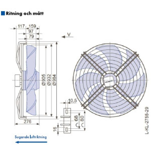 AXIALFLÄKT 6-P. 900MM M.... 2