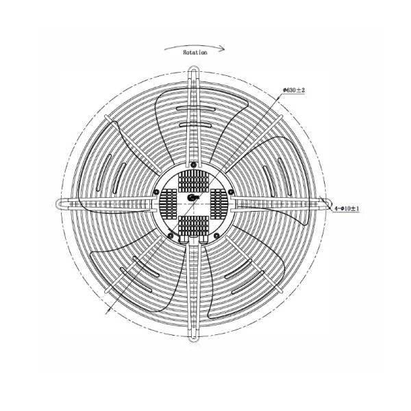 AXIALFLÄKT A3P550  M. KORG SUG. EC 230V