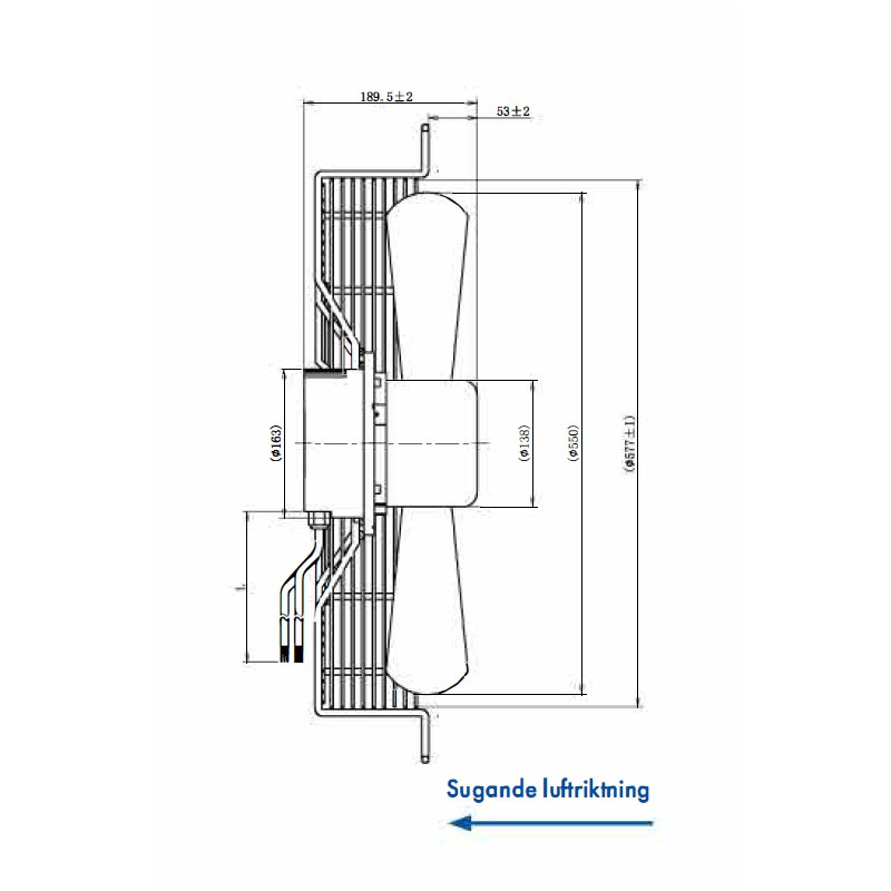 AXIALFLÄKT A3P550  M. KORG SUG. EC 230V