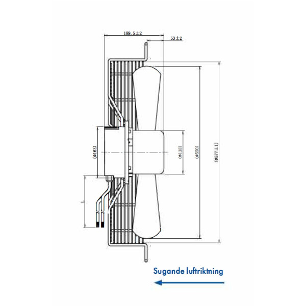 AXIALFLÄKT A3P550  M. KORG SUG. EC 230V