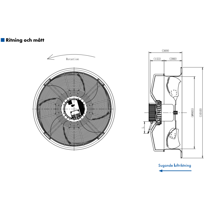 AXIALFLÄKT A3P800  M. KORG SUG. EC 400V