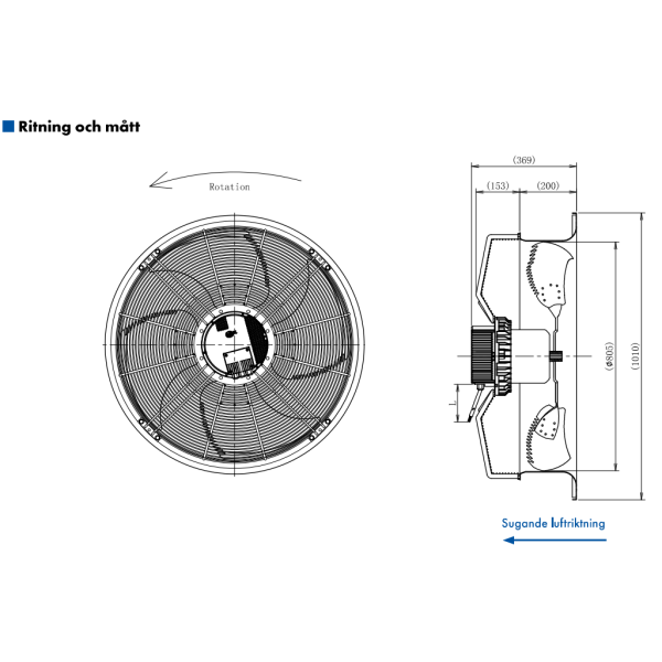 AXIALFLÄKT A3P800  M. KORG SUG. EC 400V