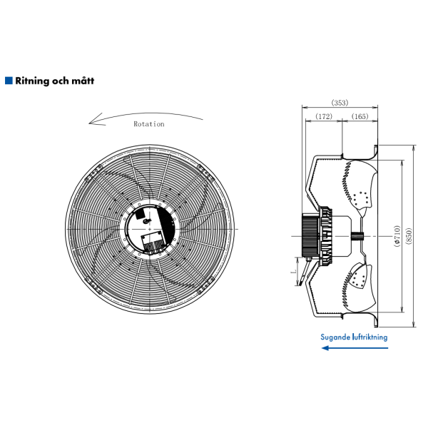AXIALFLÄKT A3P710  M. KORG SUG. EC 400V