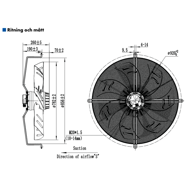 AXIALFLÄKT A6D800S  M. KORG SUG. AC 400V